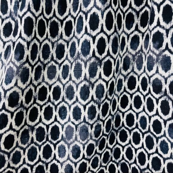 Loft blue cream linen boho preppy geometric midi skirt - Picture 4 of 7